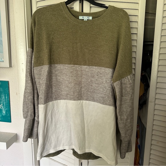 She + Sky Multicolor Crewneck Sweater - Picture 1 of 3
